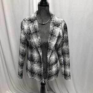 Christopher and Banks Blazer Womens Size Small Black Gray White Silver Jacket